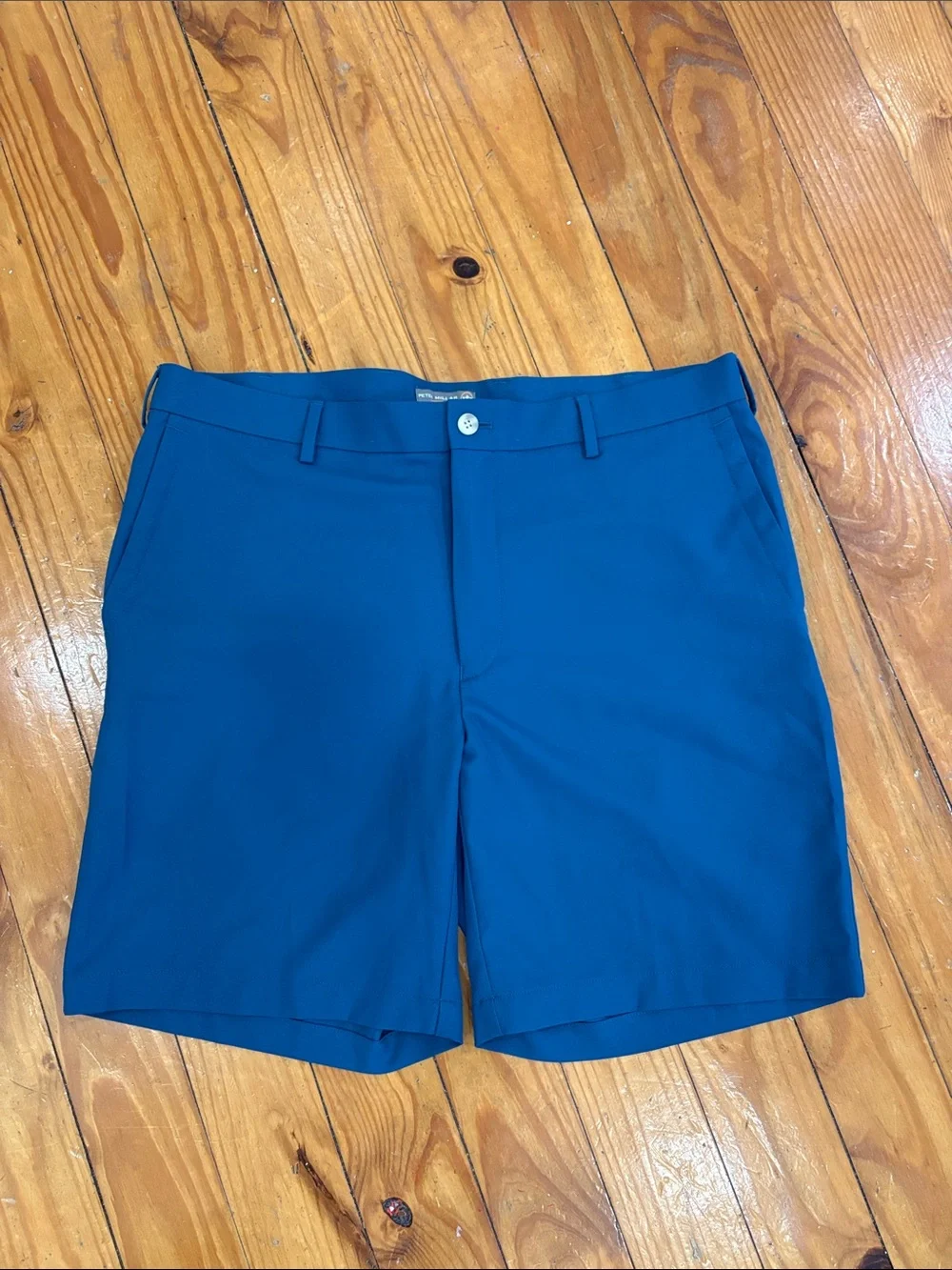 Peter Millar Teal-Blue Performance Flat Front Golf Shorts